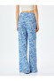 Lace-Up Waist Wide Leg Patterned Trousers Bürümcük - 4