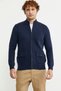Woolen Stand Collar Zippered Pocket Knitwear Coat - Navy Blue