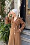 Women's Double Breasted Fleece Cashew Coat / M0108 - Tan - 7