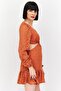 Women  Cut Out Textured Mini Dress, Brown - 4