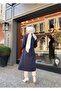 Intermediate Size Buttoned Front Imported Cashmere Coat / M0111 - Navy Blue - 7