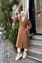 Women's Double Breasted Fleece Cashew Coat / M0108 - Tan - 4