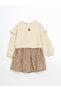 Crew Neck Leopard Print Girls' Dress