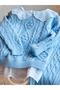 Spiral Line Detailed Knitwear Sweatshirt Pants Top and Bottom Set for Girls - 2