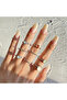 Bliss Silver Silver Color Crystal Stone Stylish Modern Bohemian 8 Piece Ring Set - February 14 Valentine's Gift