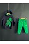 > Teddy Bear Embroidered 3 Thread Fleece-Lined K Hooded Tracksuit Set – Unisex – Thick Winter - 5