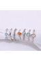 Azure Silver Silver Colored Crystal Blue Stone Stylish Modern Bohemian 7 Piece Set of 7 Rings - 3