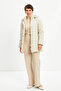 Beige Quilted Hooded Coat - 2