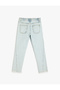 High Waist Cotton Denim Trousers - Boyfriend Jeans - 2