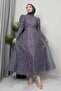 Ayperi Dark Lilac Hijab Evening Dress - 2