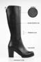 Women's Daen Black Genuine Leather Heeled Boots - 3