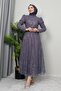 Ayperi Dark Lilac Hijab Evening Dress - 4
