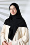 Large Size Black Crepe Scarf - 110X110 - 6