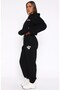 Wf Women's Black Elastic Waist Pocket White Vol 3 Printed Elastic Leg Tracksuit Bottom - 2