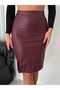 Plus Size Slit Skirt Pencil Skirt Faux Leather - 6