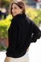 Women's Polo Collar Selanik Brioche Knit Long Sleeve Relaxed Fit Winter Thick Knit Sweater - 6