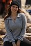 Women's Polo Collar Selanik Brioche Knit Long Sleeve Relaxed Fit Winter Thick Knit Sweater