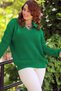 Women's Polo Collar Selanik Brioche Knit Long Sleeve Relaxed Fit Winter Thick Knit Sweater - 2