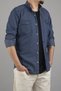 Men's Shirt Navy Blue Slim Fit Slim Fit Men's Denim Shirt - 3