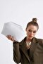 Heybes Women's White Strap Clutch Portfolio Handbag - 3