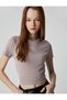 Crop T-Shirt Crew Neck Short Sleeve Glitter Tie Waist - 2