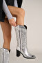 The Zaina Women's Silver Western Heeled Boots