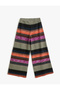 Textured Trousers Patterned Relaxed Cut Straight Leg - 6