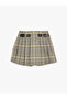 Plaid Belted Pleated Short Skirt