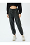 Faux Leather Lace-Up Jogger Sweatpants with High Waist Pockets - 3