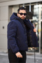 Men's Hooded Coat with Pocket Detail - 3