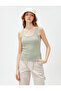 Strappy Ribbed Undershirt Cotton U-Neck Sleeveless - 3