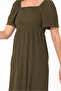Women's Square Neck Wrap Dress - Comfortable and Modern Fit / Different Color Choices - 3