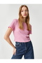 Crop T-Shirt Short Sleeve Crew Neck Textured - 2