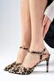 Lucia Leopard Print Ankle Strap Side Buckle Women's Heeled Shoes - 5