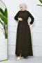 Tesettür Gi̇yi̇m Robali Drawing Belted Ferace Green - 7