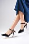 Lucia Black Color Patent Leather Ankle Strap Side Buckle Women's Heeled Shoes - 3