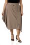 Plus Size Asymmetrical Cut Eyelets Detail Single Pocket Midi Mink Skirt - 2