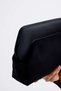 Heybes Women's Black Leather Detailed Suede Clutch Handbag - 3