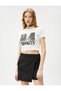 Crop T-Shirt Printed Crew Neck Short Sleeve Cotton - 3