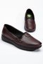 Large Size Genuine Leather Women's Daily Orthopedic Shoes Claret Red Flat Model