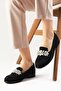 Matilda Black Color Stone Women's Oxford Flat Shoes - 5