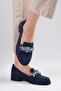 Matilda Navy Stone-Embellished Women's Oxford Flats - 5