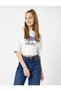 Crop T-Shirt Printed Corset Waist Short Sleeve Crew Neck Cotton