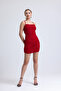 Red Lurex Homecoming Dress with Crisscross Tie Back - 4