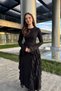 Ruffle Detail Black Dress