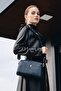 Women's Navy Blue 3-Compartment Lined Crossbody Shoulder Bag with Adjustable Column Strap - 7