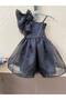 Black Shiny Ruffle Detail Single Sleeve Girl's Party Dress - 3