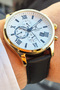 Exclusive Multi Functional Calendar, Day, 12/24 Hours, Dual Time Waterproof Leather Men's Wristwatch - 3
