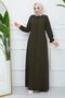 Hijab Clothing Crepe Fabric Ferace Collar Lace-Up Green - 7