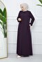 Hijab Clothing Crepe Fabric Ferace Collar Lace-Up Plum - 7